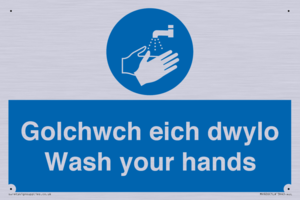 golchwch eich dwylo / wash your hands - safety sign
